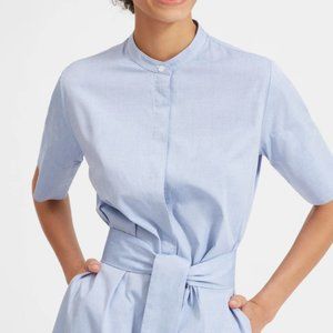 Everlane Cotton Collarless Belted Shirtdress